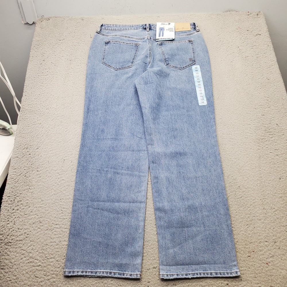 Seven7 Jeans Womens 10 Blue Denim Stretch 5-Pocket High Rise Loose Straight Leg - Picture 2 of 11